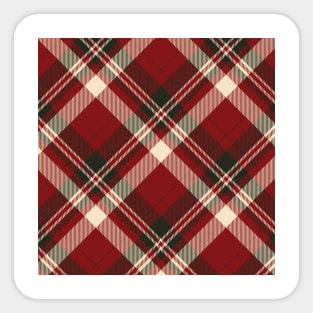 Red cream and black diagonal Tartan Plaid Pattern Sticker